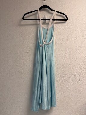 Woman’s Coverup sundress Light Blue Racerback Tank Dress oversized XS